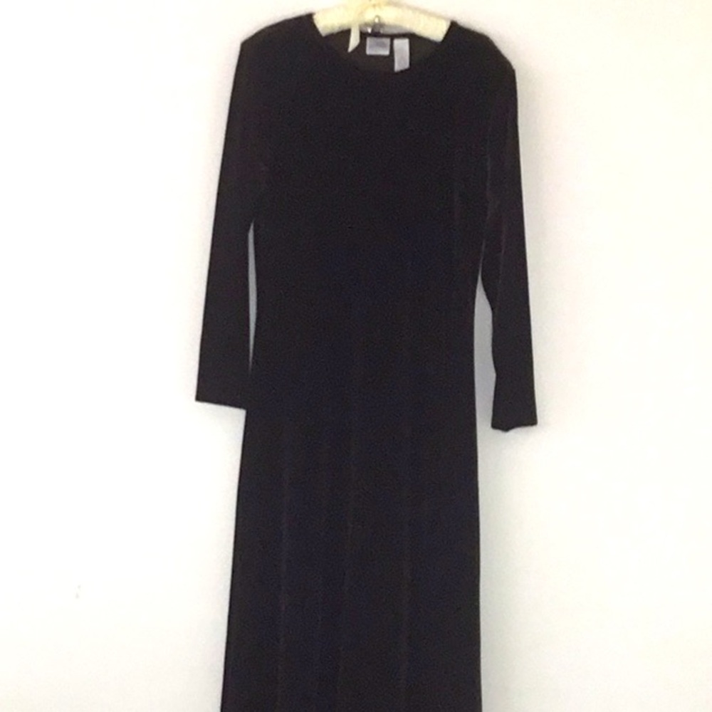 Woman’s Brown Long Sleeve Velour Look Maxi Dress Casual Farmhouse Boho Retro Y2K
